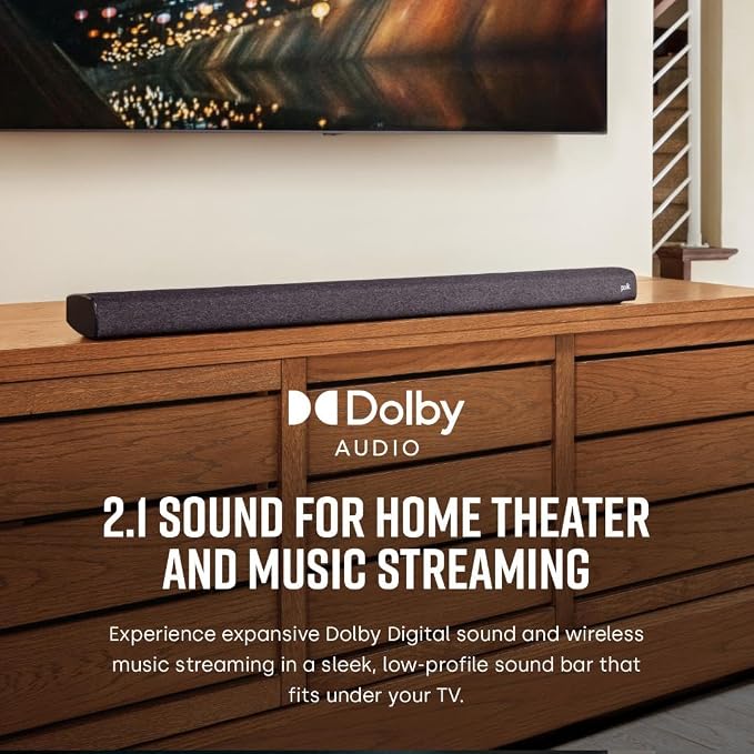 Polk Audio Signa S3 Sound Bar for TV & Wireless Subwoofer with Built-in Chromecast & Google Assistant, Low-Profile Design, Works with 8K, 4K & HD TVs, Bluetooth and Wireless Streaming
