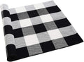 uxcell Buffalo Check Rug,Plaid Outdoor Rug,Layered Door Mat,Cotton Gingham Rugs,Floor Mat for Front Porch/Runner/Bedroom/Kitchen/Farmhouse 71"x24" Black & White