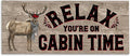 Stupell Industries 'Cabin Time Phrase with Deer'| Canvas Art | Stupell Industries | 40 x 17 Inches, Easy to Hang and Sturdy, Made in USA, by Tara Reed