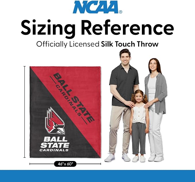 Northwest NCAA Silk Touch Throw Blanket, Ultra Soft Plush Polyester, Lightweight Warm Decorative Fan Gift, 46 x 60 in
