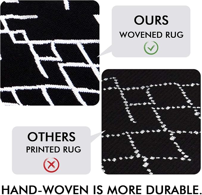 IOHOUZE Kitchen Hallway Runner Rug -2'x6' Boho Black White Entryway Runner Rugs for Halloween Decor/Fall Decor, Woven Indoor Outdoor Carpet Rugs, Washable Rag Rug for Bedroom/Bathroom/Laundry Room