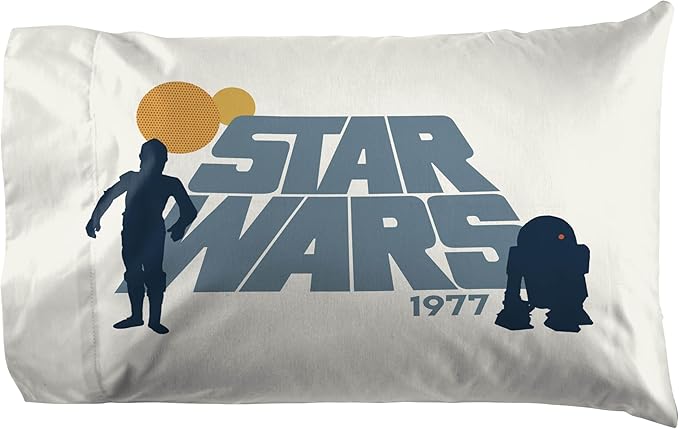 Jay Franco Kids Sheet Set with Fitted, Flat Sheets & Pillow Cover - Ultra-Soft Bedding with Pillowcase for Room Decor, Beige - Star Wars, 4 Piece Full