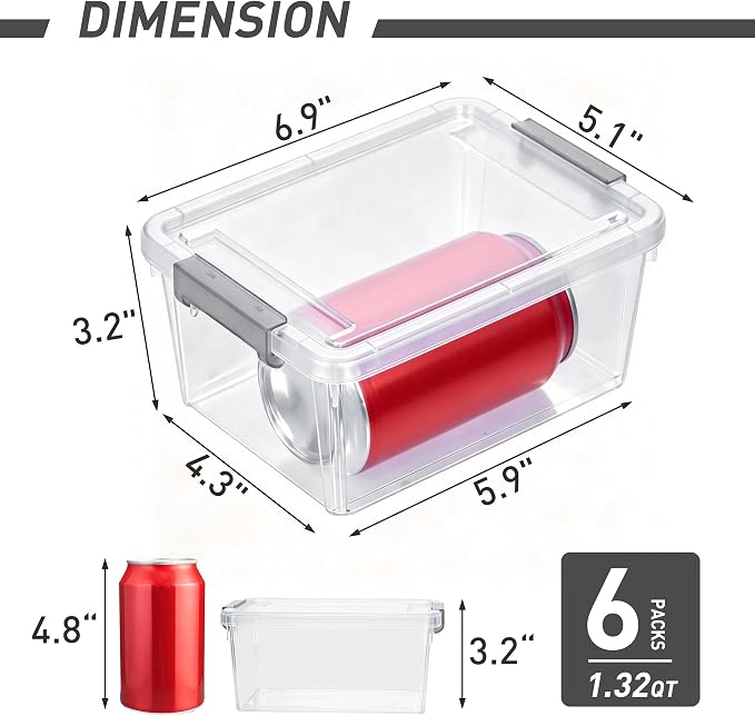 Citylife 6Packs 1.3Qt Small Storage Bins with Lids,Stackable Clear | Plastic Containers for Beads, Buttons, Sewing Supplies, Office Supplies and Small Toys