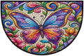 Butterfly Half Round Rug Half Moon Door Mat Half Circle Rugs | Rainbow Floral Washable Non-Slip Semi Circle Rug Welcome Half Round Door Mat Indoor Entrance Bedroom Living Room Decor B772