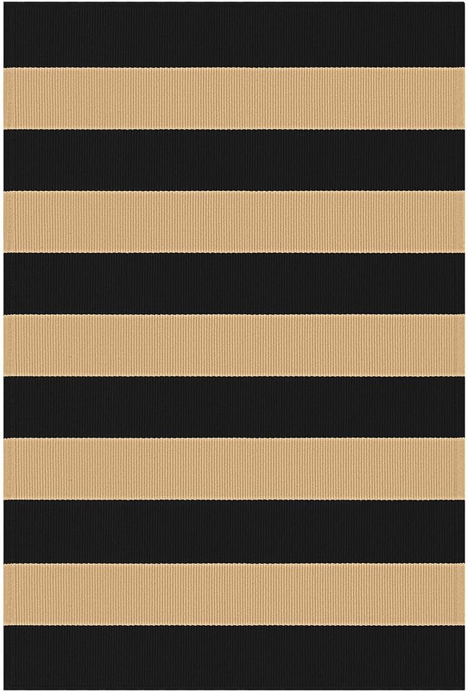 KOZYFLY Striped Rug 2.3x3.6 ft Front Door Mat Brown and Black Cotton Woven Washable Indoor Outdoor Rug for Entryway Porch Kitchen Patio Decor Small Area Rugs