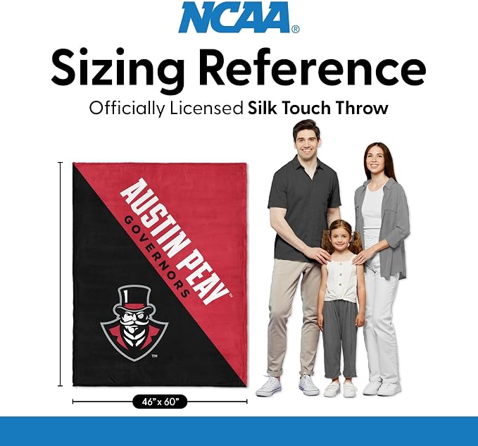 Northwest NCAA Silk Touch Throw Blanket, Ultra Soft Plush Polyester, Lightweight Warm Decorative Fan Gift, 46 x 60 in