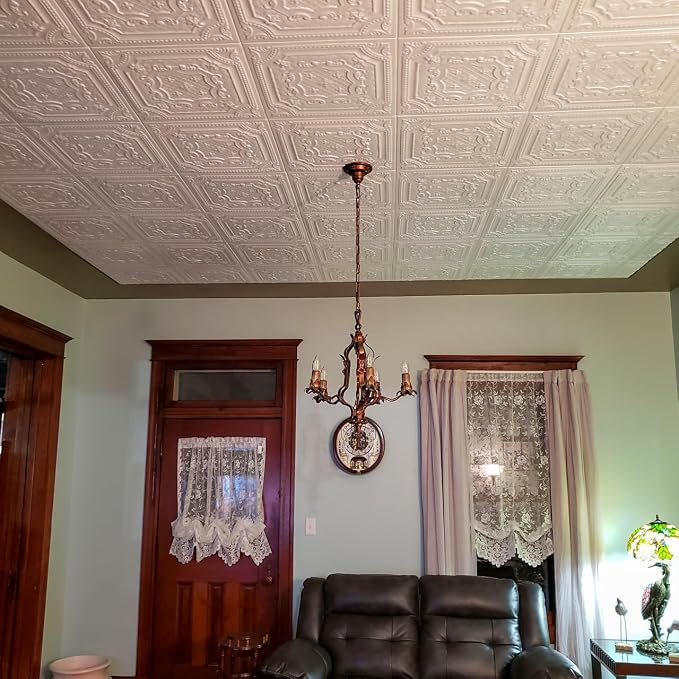 À LA MAISON CEILINGS R126 Bijou and Bee Bee Foam Glue-up Ceiling Tile (128 sq. ft./Case), Pack of 48, Antique Silver