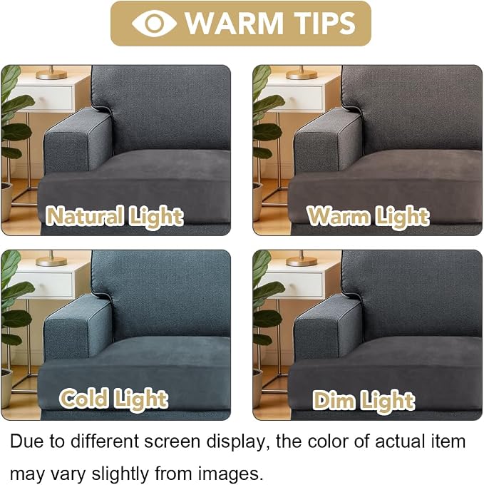 H.VERSAILTEX Stretch Velvet 3 Piece T Cushion Sofa Slipcovers Individually Cushion Cover for 3 Cushion Couch Seat Cushion Covers for Sofa Seat Cushion Covers Stay in Place(Sofa, Grey)