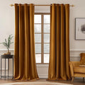 MIULEE Velvet Curtains Golden Brown Elegant Grommet Curtains Thermal Insulated Soundproof Room Darkening Long Black Out Drapes for Classical Living Room Bedroom Decor 52 x 96 Inch Length Set of 2