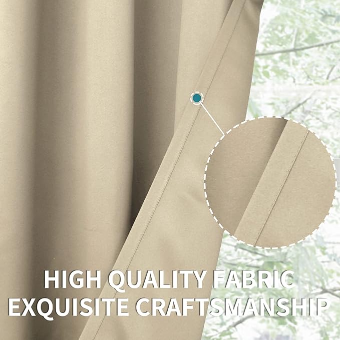 BGment Room Darkening Curtains 108 Inches Long - Grommet Thermal Insulated Drapes Window Treatment Curtains for Bedroom, 2 Panels, 52 x 108 Inch, Beige