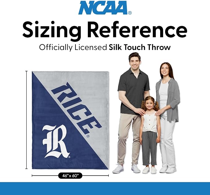 Northwest NCAA Silk Touch Throw Blanket, Ultra Soft Plush Polyester, Lightweight Warm Decorative Fan Gift, 46 x 60 in