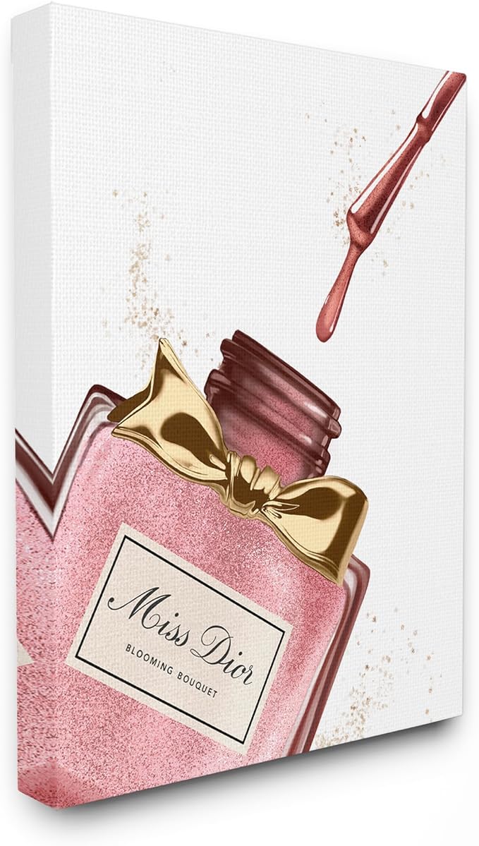 Stupell Industries 'Makeup Nail Polish Brush Pink Gold Drip', Canvas Art, 16 x 20 Inches, Easy to Hang and Sturdy, Made in USA, by Ziwei Li