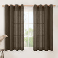 LAMIT Semi Sheer Linen Curtains 45 Inches Long, Linen Textured Light Filtering by LAMIT