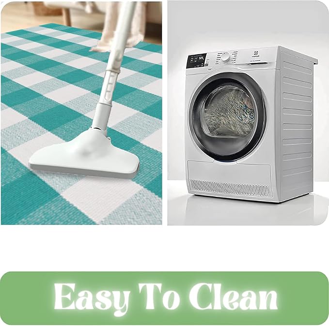 Ckorzen Green and White Plaid Rug, 4' x 6' Spring Outdoor Front Porch Door Decor Mat, Washable Cotton Woven Farmhouse Area Rug for Layered Door Mats Carpet, Entryway, Easter Décor
