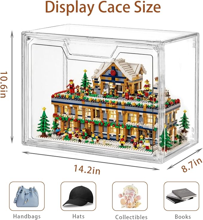 Stackable Acrylic Display Case,Clear Storage Bins with Lid for Collectibles | Purse Organizer ,Storage Boxes/Bins with Lids, Closet Organizers and Storage for HandBags, Hat, Collectibles and Lego