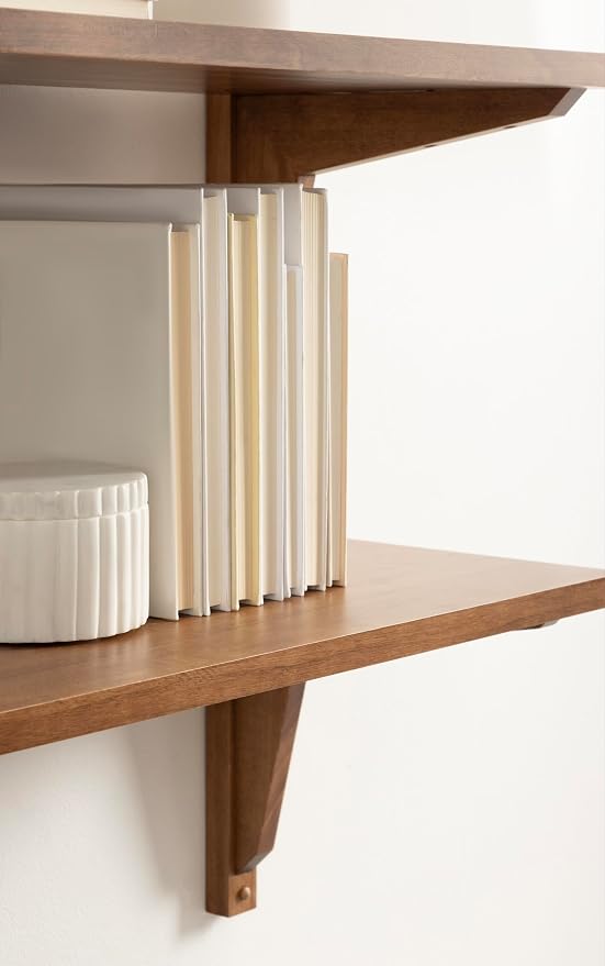 Kate and Laurel Meridien Modern Two-Tier Wooden Shelves, 24 x 12 x 24, Rustic Brown, Stunning Tiered Wall Shelf for Storage and Display as Cute Nursery Shelving or Bedroom Storage