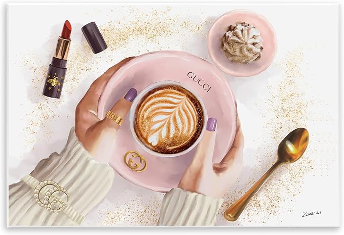 Cappuccino Fashion Accent, 10 x 15 Inch Mounted Print on Wall Plaque | Stupell Industries · By Ziwei Li · Ready to hang · Chic coffeehouse charm for kitchen decor · Made in USA