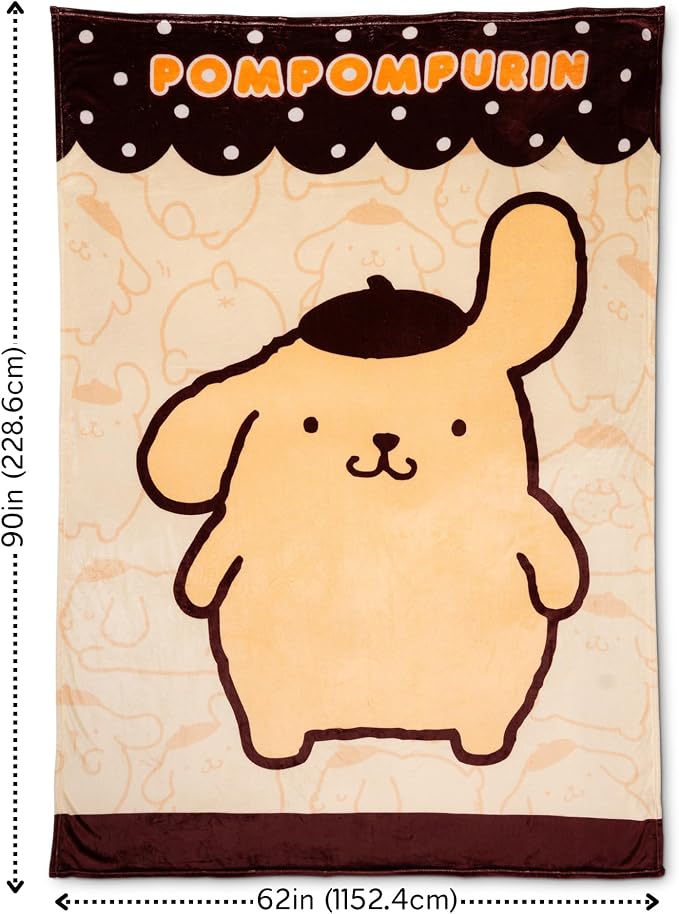 Sanrio Pompompurin My Pom Bedding Plush Blanket 90 in x 62 in – Soft Cozy Throw for Couch, Bed & Travel, Collectible Gift (Officially Licensed Product) by Franco Collectibles®