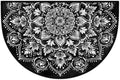 Mandala Black Half Round Door Mat Semi Moon Rug Fireplace Carpet Area Rugs | Mandala Black Non Slip Absorbent Half Circle Mat Carpet for Indoor Outdoor Patio Kitchen Bathroom Entryway Home Decor