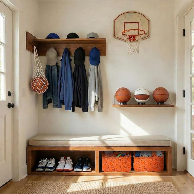 2 Pcs Basketball Storage Basket 14x10'' Back to School Gift Basket | Sport, Foldable, Fluffy, Laundry, Storage Bin with Handle, Closet Organizer, Preppy Dormitory, Countertop Tabletop Shelf