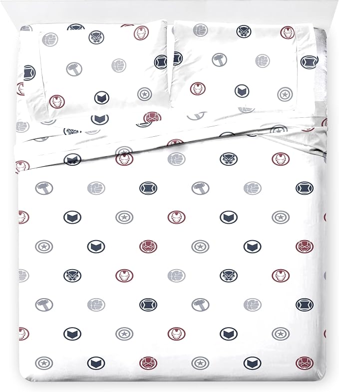 Marvel Avengers Queen Comforter Set 7 Piece Bedding for Boys, Blue | Captain America Iron Man, Bed in a Bag, Comforter Sheets Shams Pillowcases, Soft Microfiber, Machine Washable, Boys Gift