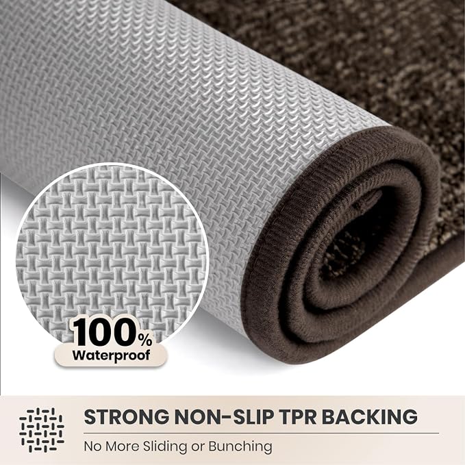 PURRUGS Dirt Trapping Door Mat 32" x 47", Non-Slip Machine Washable Entry Rug, Entrance Mat, Indoor Front Door Mat, Super Absorbent Entryway Rug for Muddy Shoes & Paws, Heathered Brown