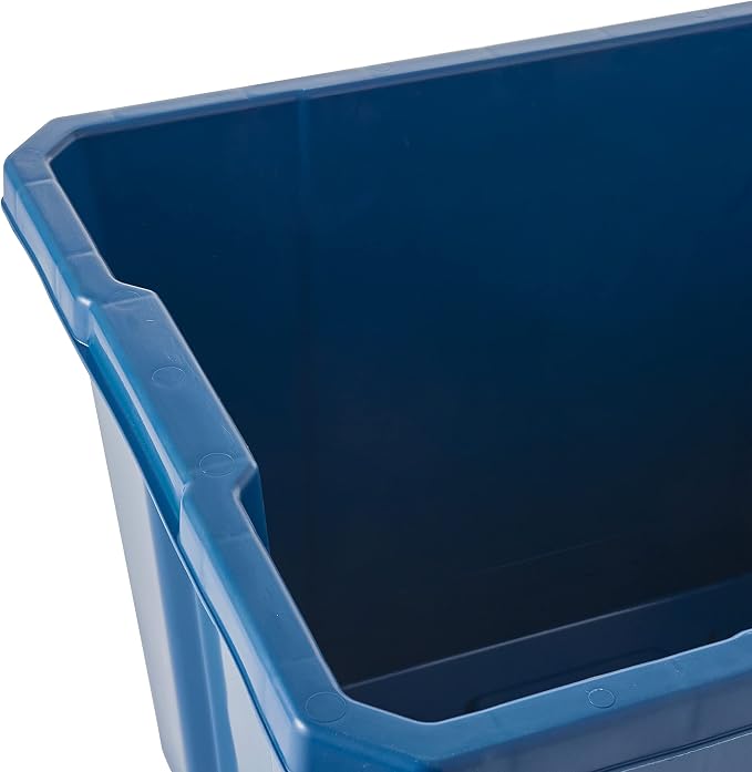 Gracious Living Medium Curbside Blue Box, Plastic 17 Gallon/64 Litre Home Trash Can Refuse and Recycling Bin Container with Built-in Handles (6 Pack)