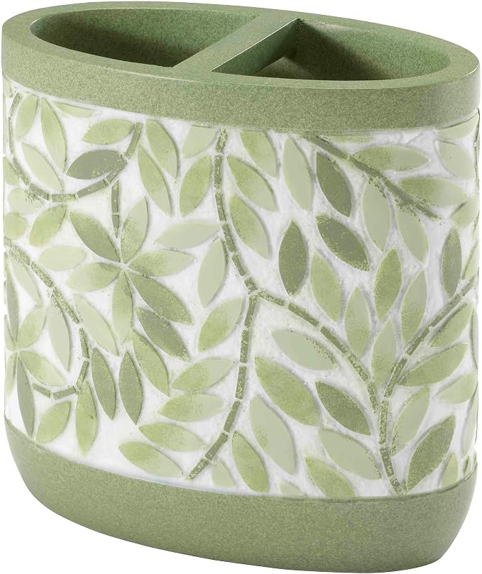 Avanti Linens - Toothbrush Holder, 100% Hand-Painted Resin Bathroom Accessories, Botanical Home Decor (Stratford)
