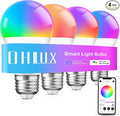 OHLUX Smart WiFi & Bluetooth Alexa Light Bulbs, 10W (100W Equivalent) Color Changing Light Bulbs with Music Sync,Compatible with Alexa Google Home Siri, A19 E26 900LM 4Pack