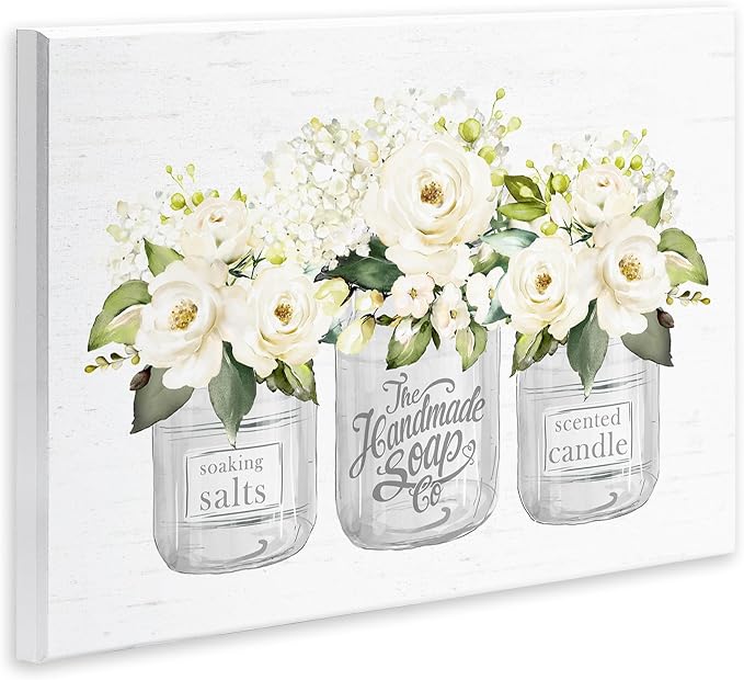 White Roses Rustic Candle Jars, 13 x 19 Inch Mounted Print on Wall Plaque | Stupell Industries · By Lettered and Lined · Ready to hang · Made in USA