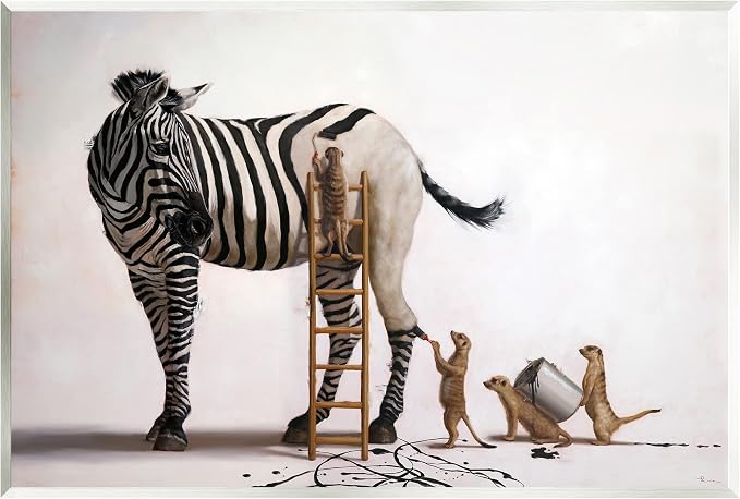 Stupell Industries 'Meerkats Painting Zebra Stripes'| Wall Plaque Art | Stupell Industries | 19 x 13 Inches, Easy to Hang and Sturdy, Made in USA, by Lucia Heffernan