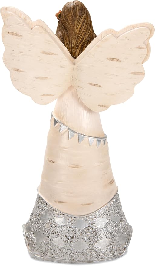 Pavilion - Happy Sweet 16 - Angel Figurine Holding a Birthday Cake 6 Inches,Silver