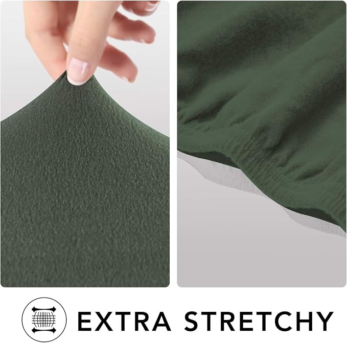 PureFit Stretc Recliner Chair Covers Fleece Soft Couch Covers for Sofa | Grayish Green 4-Pieces Recliner Slipcover Pocket Couch Protector, Fleece Sofa Cover Washable with Non Slip Elastic Bottom