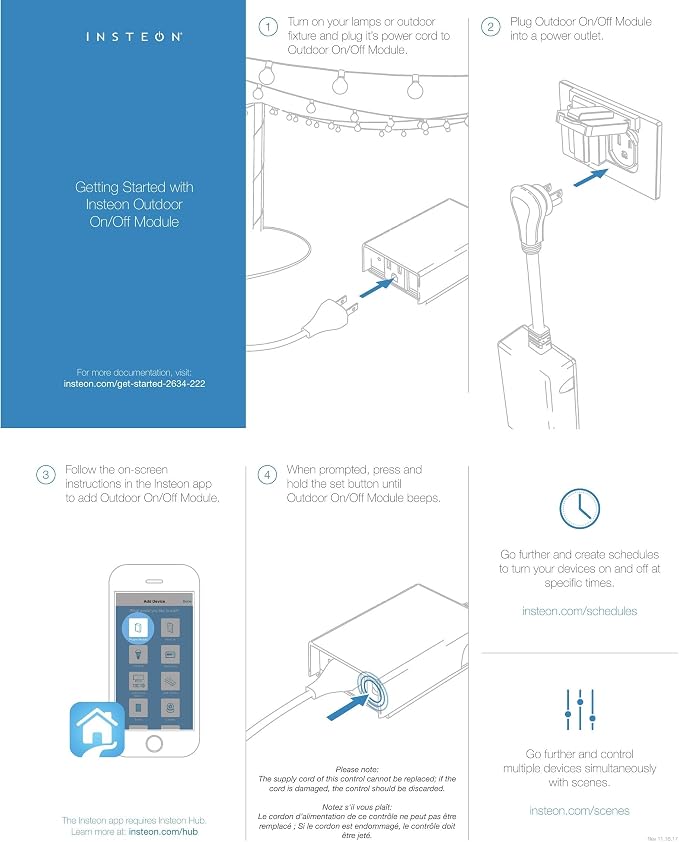 Insteon Smart Outdoor On/Off Plug-in Module, 2634-222 - Insteon Hub required for voice control with Alexa & Google Assistant