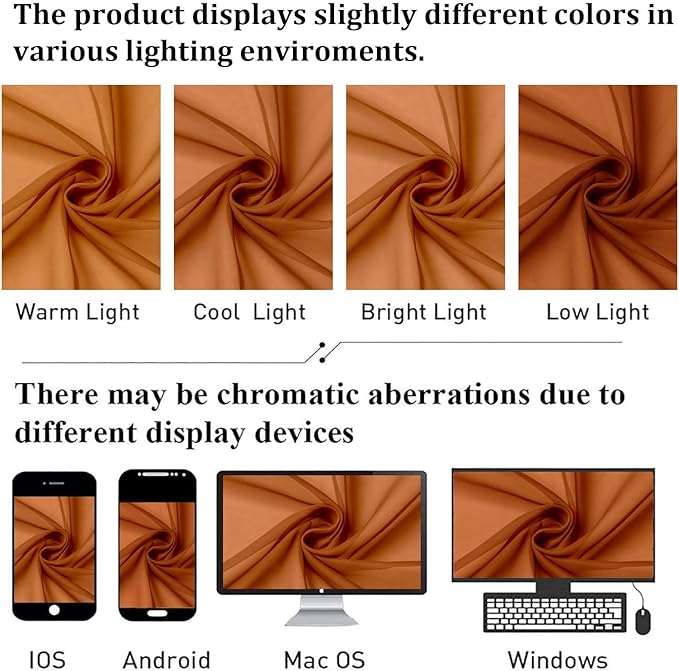 Lecloud Orange Sheer Curtains 54 Inch Length 2 Panels, Voile Light Filtering Curtains for Bedroom with Rod Pocket, Breathable Gauzy Drapes for Basement Bathroom, Each Panel 42 X 54 Inch