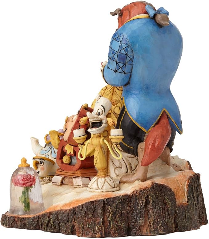 Disney Traditions by Jim Shore Beauty and the Beast Carved by Heart Stone Resin Figurine, 7.75”