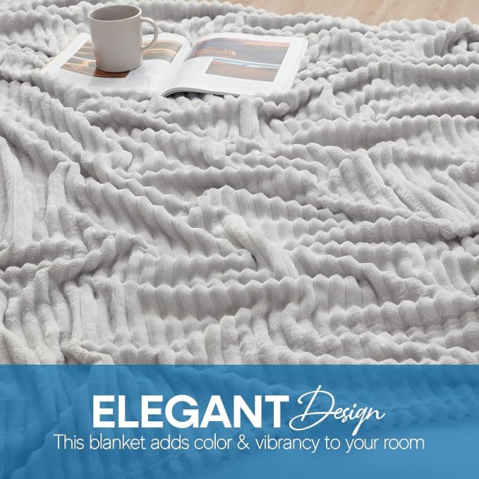 Nestl Light Grey Throw Blanket for Couch - Cozy Warm Fuzzy Blankets for Women, Plush Small Fleece Throws for Girls - Silver, 50 x 60 Inches