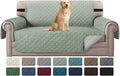 H.VERSAILTEX Reversible Loveseat Couch Cover for 2 Cushion Couch Water Resistant Furniture Protector for Pets Durable Large Cushion Protector with Elastic Strap(Oversized Loveseat, Desert Sage/Beige)