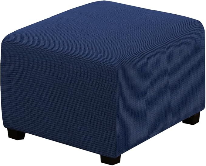 H.VERSAILTEX Ottoman Cover Slipcover Rectangle Fit Length 35"-45" Footrest Sofa Slipcovers Stool Cover Footstool Protector Covers Feature Stretch Thick Soft Jacquard Fabric Removable Washable - Navy