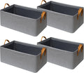 4 Pack Closet Cloth Storage Bins with Handles （ Gray 15''L x 10''W x 8''H）