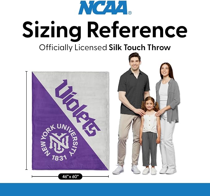 Northwest NCAA Silk Touch Throw Blanket, Ultra Soft Plush Polyester, Lightweight Warm Decorative Fan Gift, 46 x 60 in