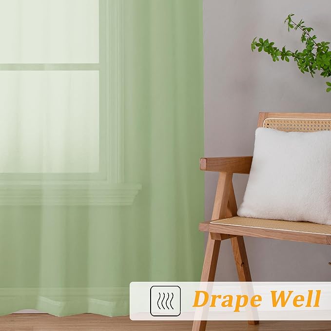 Gwine Light Green Sheer Curtains - Image 6