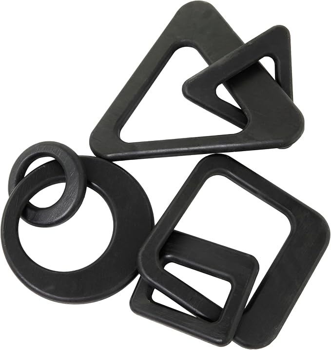 CosmoLiving by Cosmopolitan Wood Chain Decorative Sculpture Home Decor Statues, Set of 3 Accent Figurines 10", 13", 11" W, Black