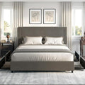 VECELO Queen Size Upholstered Bed Frame with 4 Storage Drawers, Adjustable Velvet Rivet Decor Headboard, Wooden Slats Platform Support, No Box Spring Needed, Easy Assembly,Dark Grey