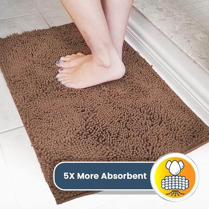 Muddy Mat® | Super Water Absorbent Door Mat Indoor, Microfiber Quick Dry Chenille Entryway Rug, Slip Resistant Front Door Mat, Indoor Mats for Entryway, Machine Washable Pet Rug, Mocha 20" x 48"