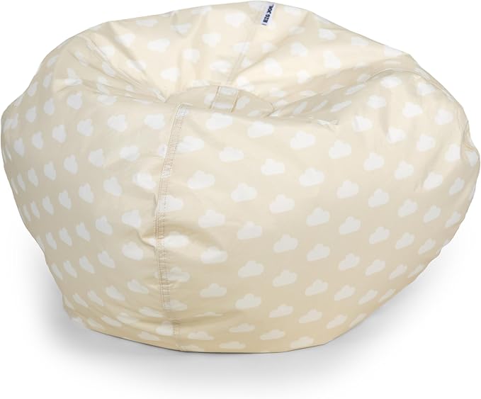Big Joe Classic Bean Bag Chair for Kids Bedroom and Reading Nook, Easy-Clean Mini Clouds Oat, Durable Nylon Polyester Blend, 2 feet Refillable