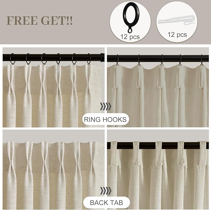 IVAPUPU Pinch Pleated Curtains 90 Inch Long - Image 3