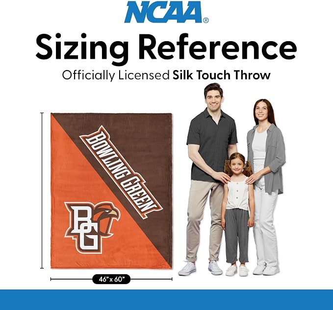 Northwest NCAA Silk Touch Throw Blanket, Ultra Soft Plush Polyester, Lightweight Warm Decorative Fan Gift, 46 x 60 in