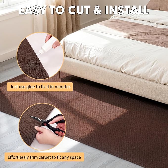 Grefinity Marine Carpet,5 FT x 20 FT Brown Indoor Outdoor Carpet 0.2" Thick Boat Rug with Water-Proof TPE Backing for Home, Patio, Porch, Deck