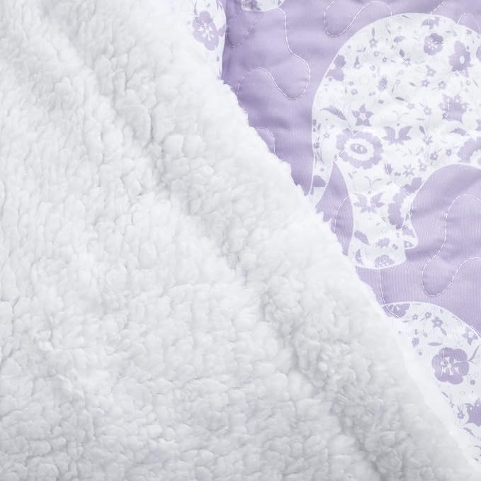 Lush Decor Elephant Parade Sherpa Throw Blanket 50" W x 60" L, Purple - Elephant Blanket for Kids - Plush Throw Blankets for Bed - Couch Blankets
